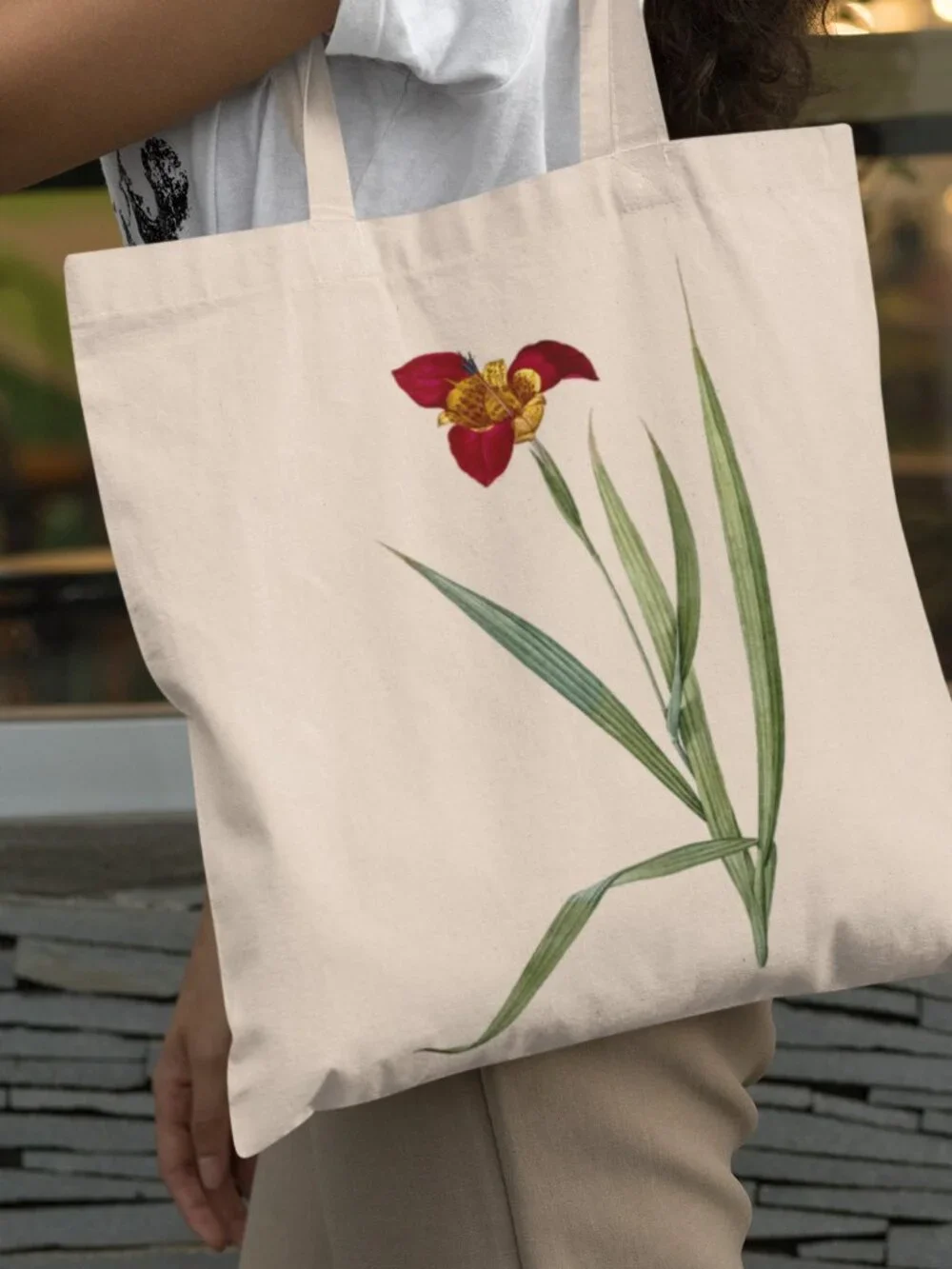 Tiger Flower Vintage Floral Print Graphic Canvas Tote Bag